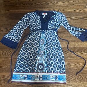 Stylish Blue Patterned Laundry by Design Women’s Dress